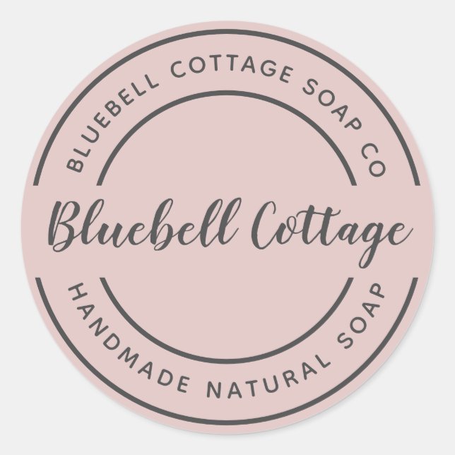 Custom Soap Business Script Dusty Pink Sticker (Front)
