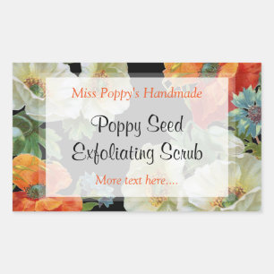 Custom Soap or Baking White Orange Poppy Sticker