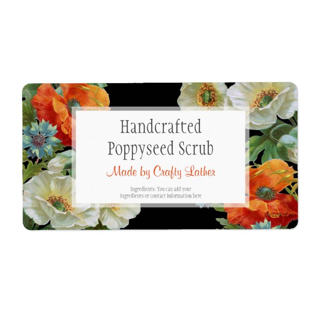 Custom Soap or Craft Poppy Cornflowers Labels (Front)