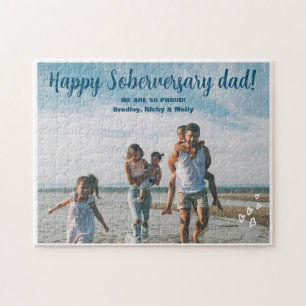 Custom Sober Anniversary Dad 1 Photo Personalised Jigsaw Puzzle