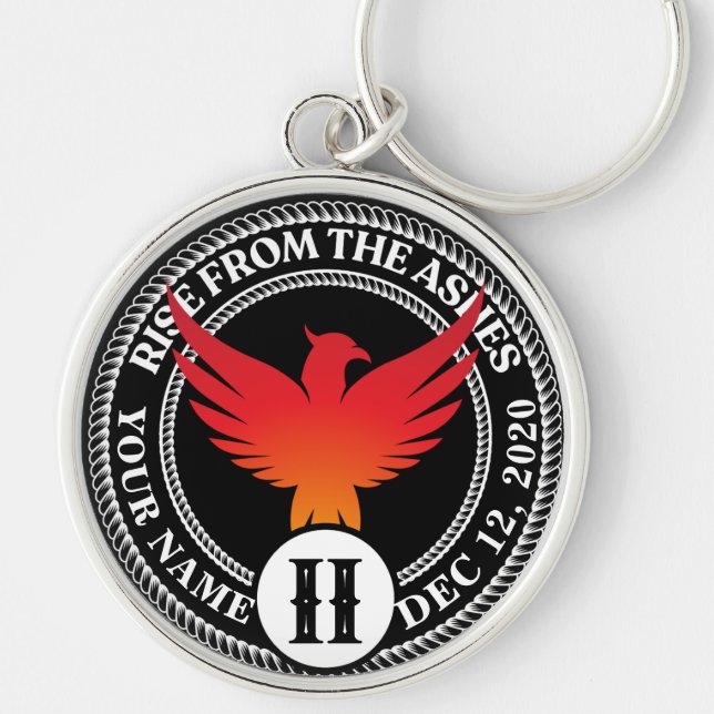 Custom Sober Coin Medallion with Phoenix Key Ring (Front)