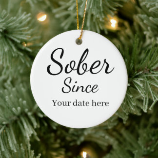Custom “Sober Since” Keychain - Sobriety Date  Ceramic Ornament