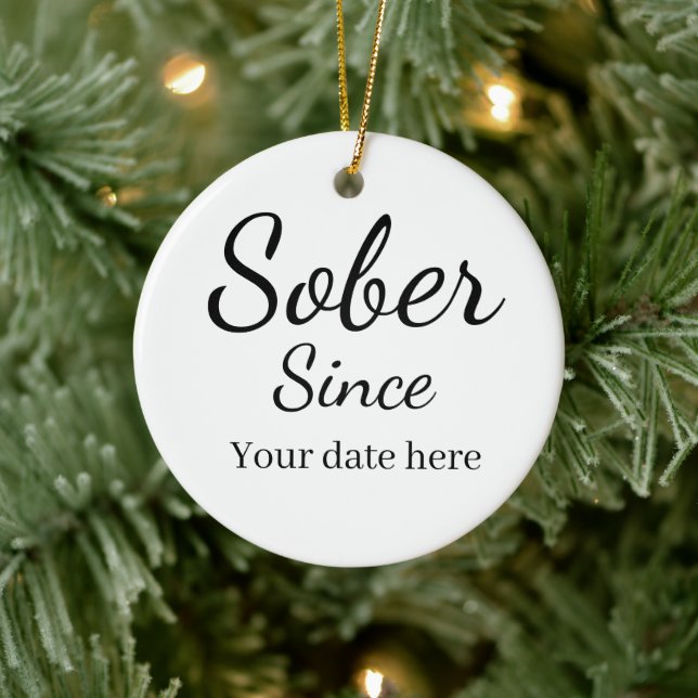 Custom “Sober Since” Keychain - Sobriety Date  Ceramic Ornament (Tree)