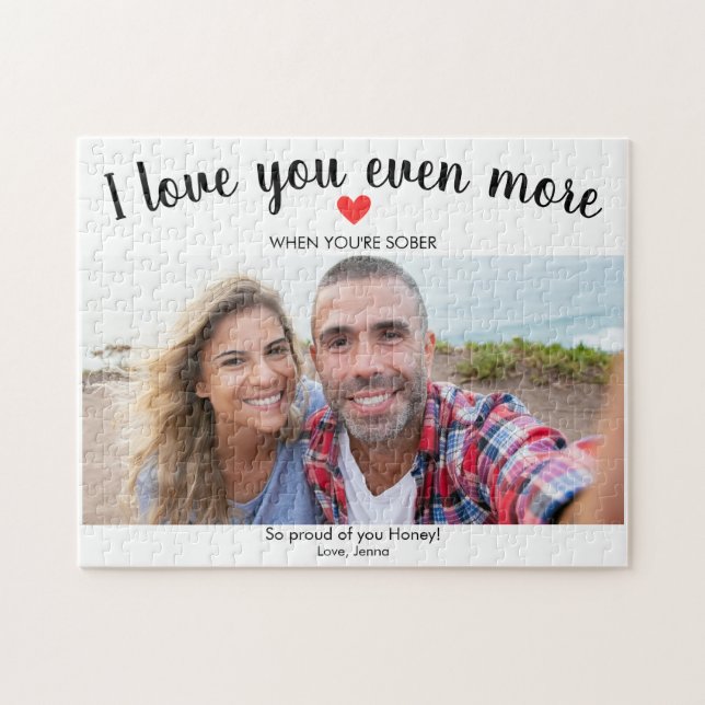 Custom Sobriety Gift 1 Photo Personalised Jigsaw Puzzle (Horizontal)