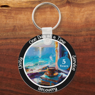 Custom Sobriety Milestone Gift - Ocean Key Ring