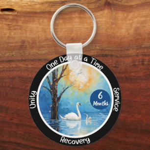 Custom Sobriety Milestone Gift - Swan In Lake Key Ring