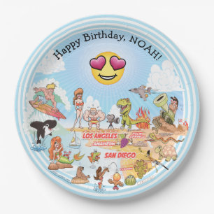 Custom SoCal Birthday Paper Plate
