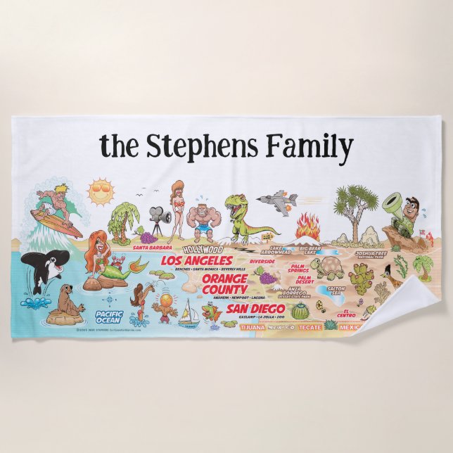 Custom SoCal Sunset Beach Blanket (Front)