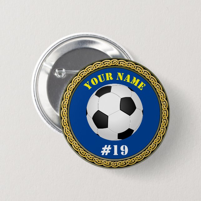 Custom Soccer - Add Name & Number 6 Cm Round Badge (Front & Back)