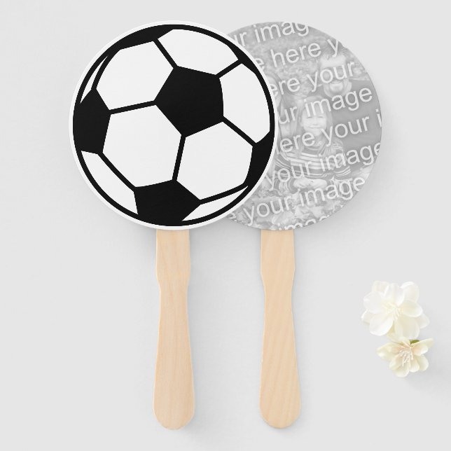 Custom soccer ball Birthday party photo hand fan (Front and Back)