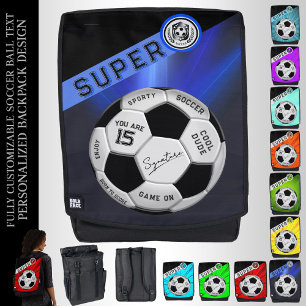 Custom Soccer Ball Gifts for Boys Sporty Blue Backpack