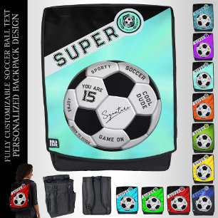 Custom Soccer Ball Gifts for Kids Sporty Blue Backpack