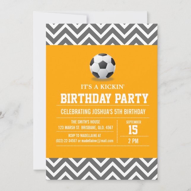 Custom Soccer Birthday Party Invitation for Boy (Front)