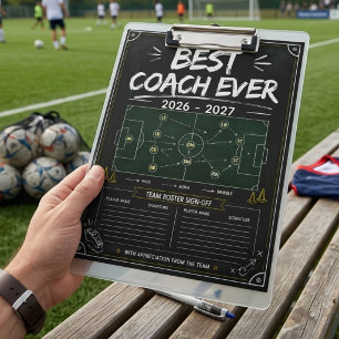 Custom Soccer Coach Gift Clipboard - Personalised 