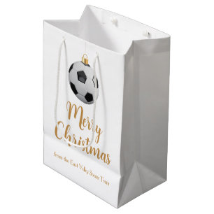 Custom Soccer Coach Merry Christmas Futbol Medium Gift Bag