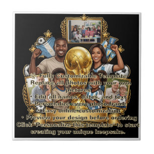 Custom Soccer Dad Photo Collage Gift Ceramic Tile