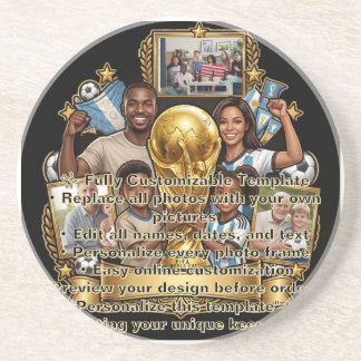 Custom Soccer Dad Photo Collage Gift Coaster
