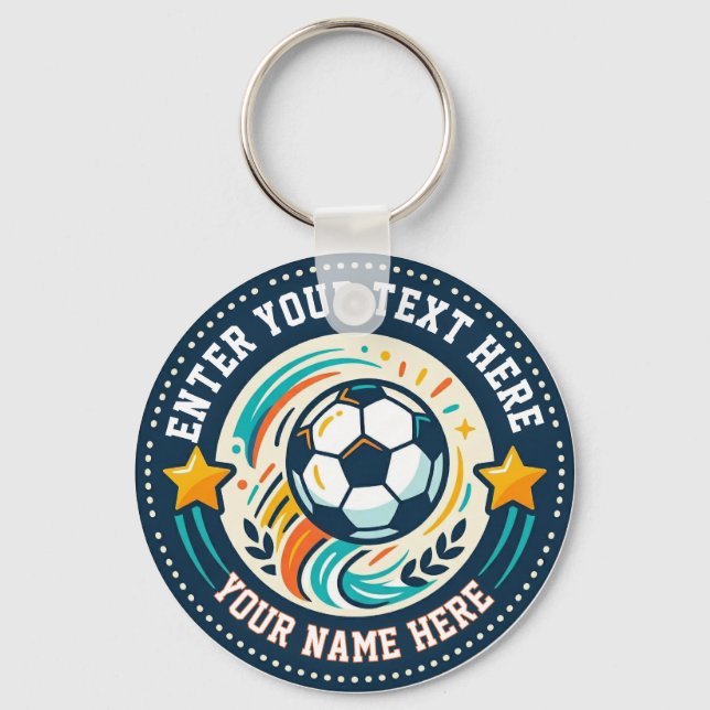 Custom Soccer Fan Text and Player Name  Key Ring (Back)