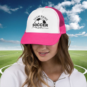 Custom Soccer Mum Team Name Hot Pink Trucker Hat