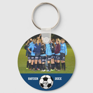 Custom Soccer Photo Collage Name Team Number Key Ring