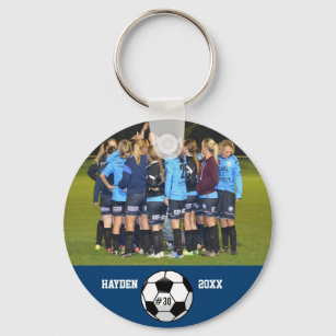 Custom Soccer Photo Collage Name Team Number Key Ring