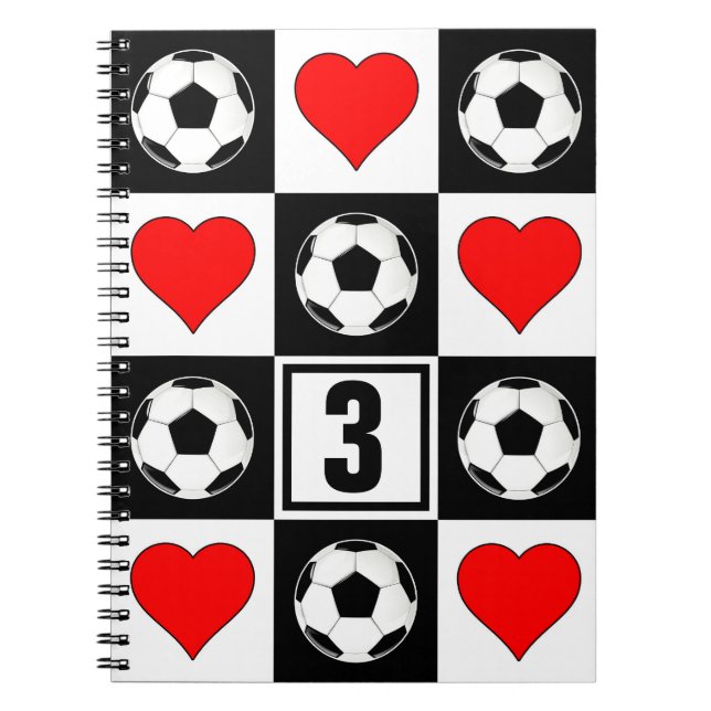 Custom Soccer Player Jersey Number Chequered Notebook (Front)