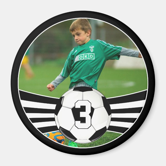 Custom Soccer Player Photo & Jersey Number Sports Magnet (Front)