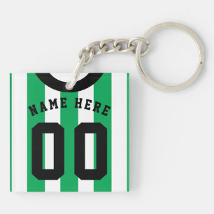 Custom Soccer Rugby Jersey Keyring, Green Stripes Key Ring