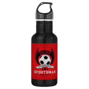 Custom Soccer Sportsman Emblem With Ball And Wings 532 Ml Water Bottle