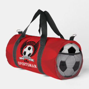 Custom Soccer Sportsman Emblem With Ball And Wings Duffle Bag