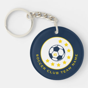 Custom Soccer Team Jersey Number Navy Blue Key Ring