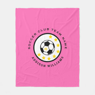Custom Soccer Team Jersey Number Pink Girl Fleece Blanket