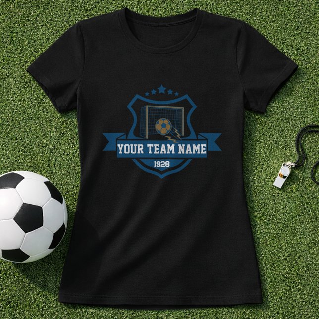 Custom Soccer Team Name & Date Shield T-Shirt (Creator Uploaded)