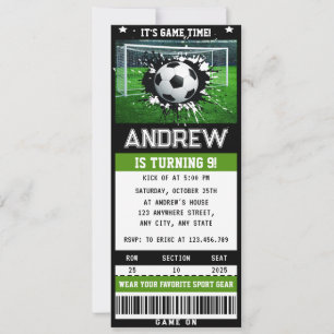 Custom Soccer Ticket Birthday Supplies Party Invitation