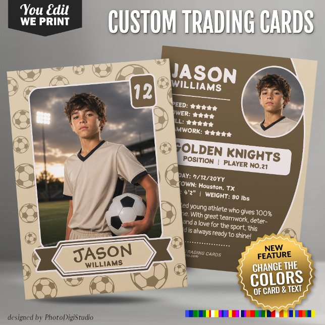 Custom Soccer Trading Card, Editable Colours Card (Custom Soccer Trading Card, Editable Colors Player Card)