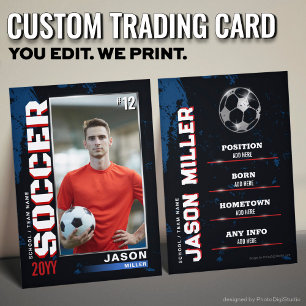 Custom Soccer Trading Card, Gold Soccer Player Calling Card