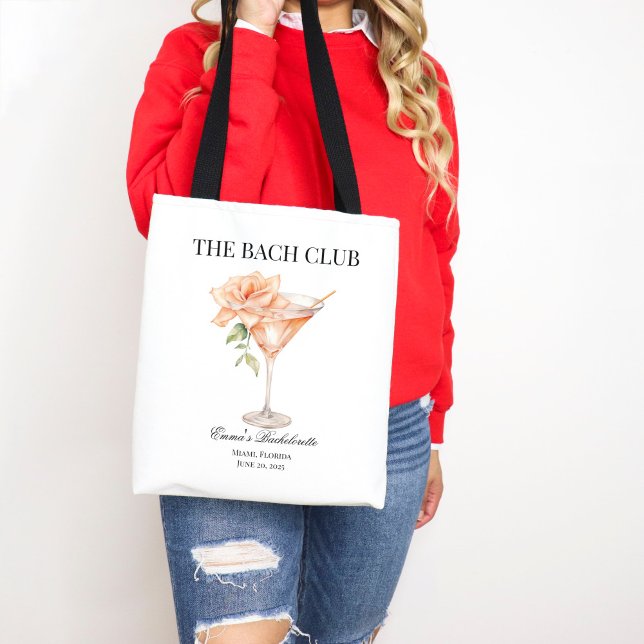 Custom Social Club Blush Cocktail Bachelorette Tote Bag (Custom Club Blush Cocktail Tote Bag)