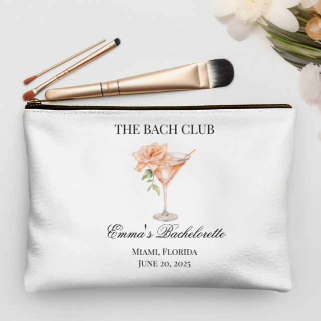 Custom Social Club Blush Cocktail Bridesmaid Accessory Pouch (Custom Social Club Blush Cocktail Small Accessory Bag. Customizable Wording.)