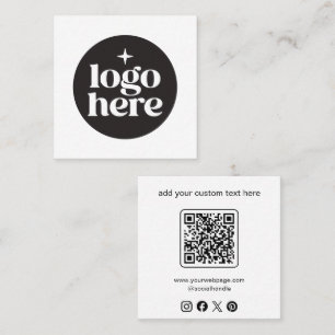 Custom Social Media Logo QR Code Square Business Card