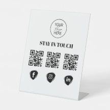 Custom Social Media QR Code Table Sign 