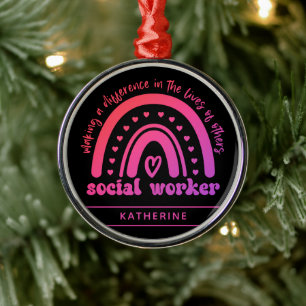 Custom Social Worker Appreciation Graduation Gift Metal Ornament