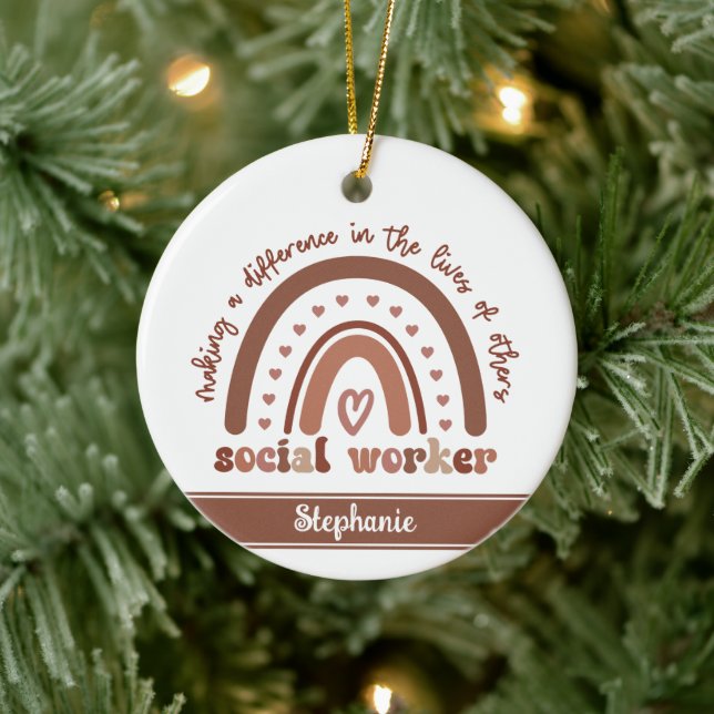 Custom Social Worker Appreciation Graduation Gifts Ceramic Ornament (Tree)