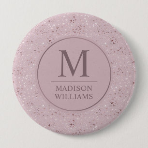 Custom Soft Blush Pastel Pink Gold Glitter Pattern 10 Cm Round Badge