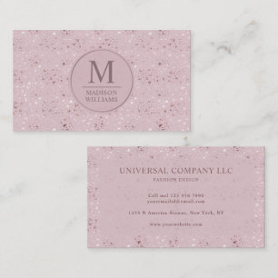 Custom Soft Blush Pastel Pink Gold Glitter Pattern Business Card