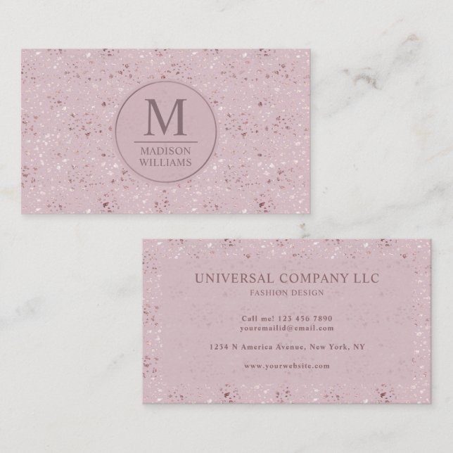Custom Soft Blush Pastel Pink Gold Glitter Pattern Business Card (Front/Back)