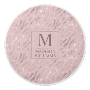 Custom Soft Blush Pastel Pink Gold Glitter Pattern Ceramic Knob