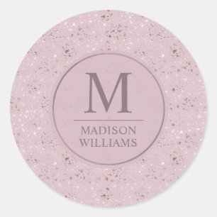 Custom Soft Blush Pastel Pink Gold Glitter Pattern Classic Round Sticker