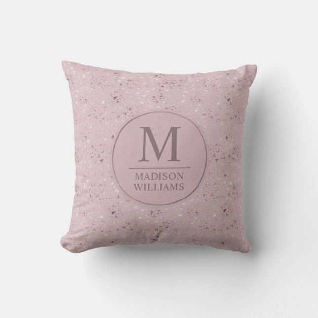 Custom Soft Blush Pastel Pink Gold Glitter Pattern Cushion (Front)