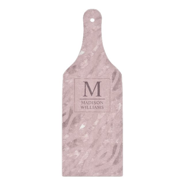 Custom Soft Blush Pastel Pink Gold Glitter Pattern Cutting Board (Front)