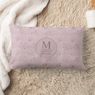 Custom Soft Blush Pastel Pink Gold Glitter Pattern Lumbar Cushion